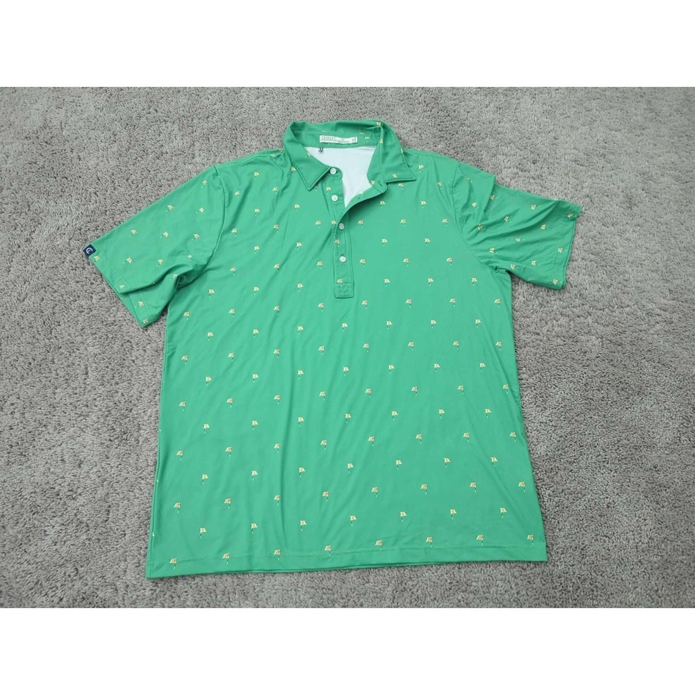 Criquet Polo Shirt Mens XL Lion's Muny‎ 1924 Golf Flag Allover Print
